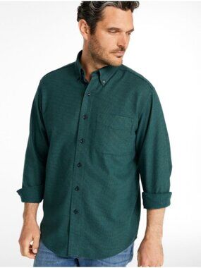 L.L.Bean Men's Size M Wicked Good Flannel Shirt traditional Fit Green Houndstoot